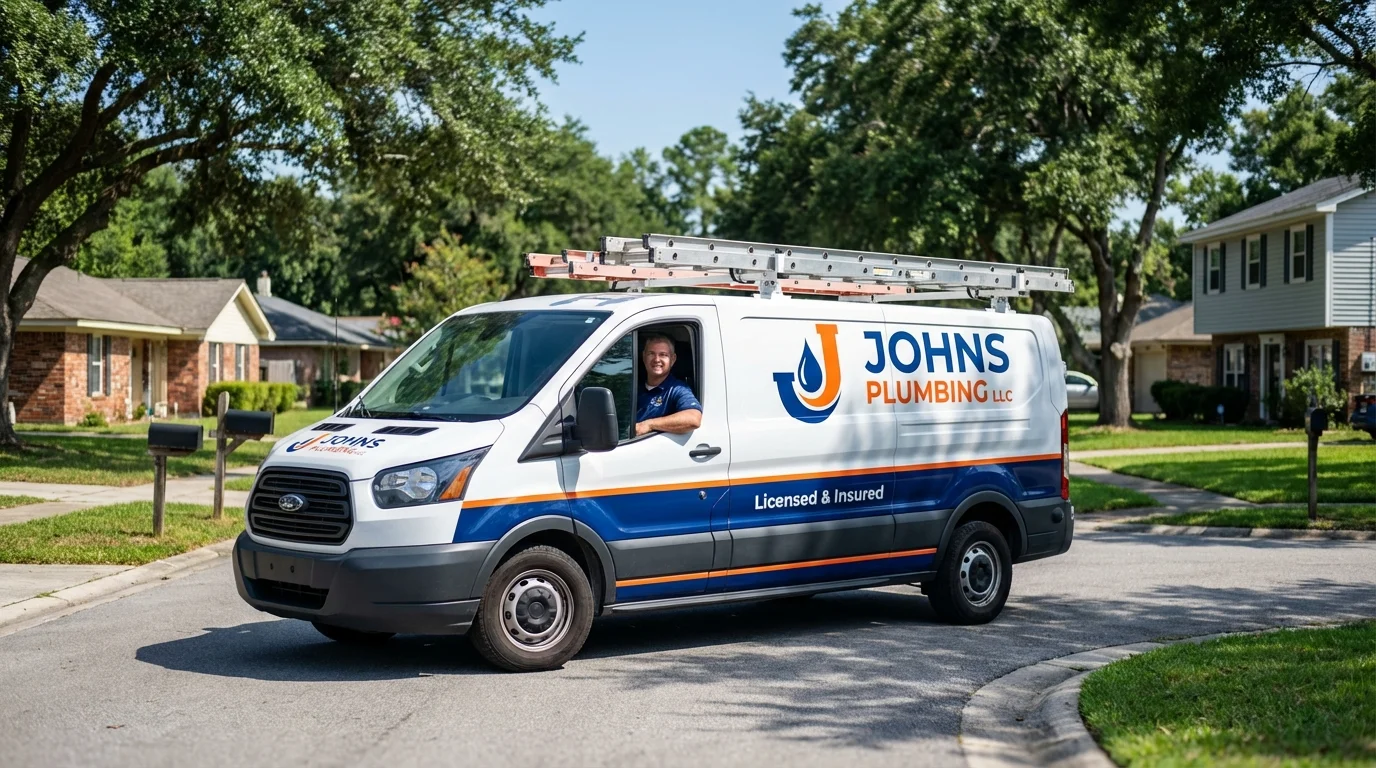 Johns Plumbing LLC service van in Tishomingo, OK