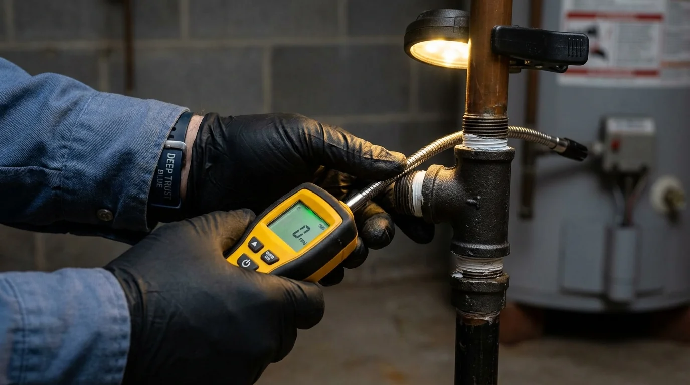 Gas leak detection with electronic sniffer by Johns Plumbing LLC in Tishomingo
